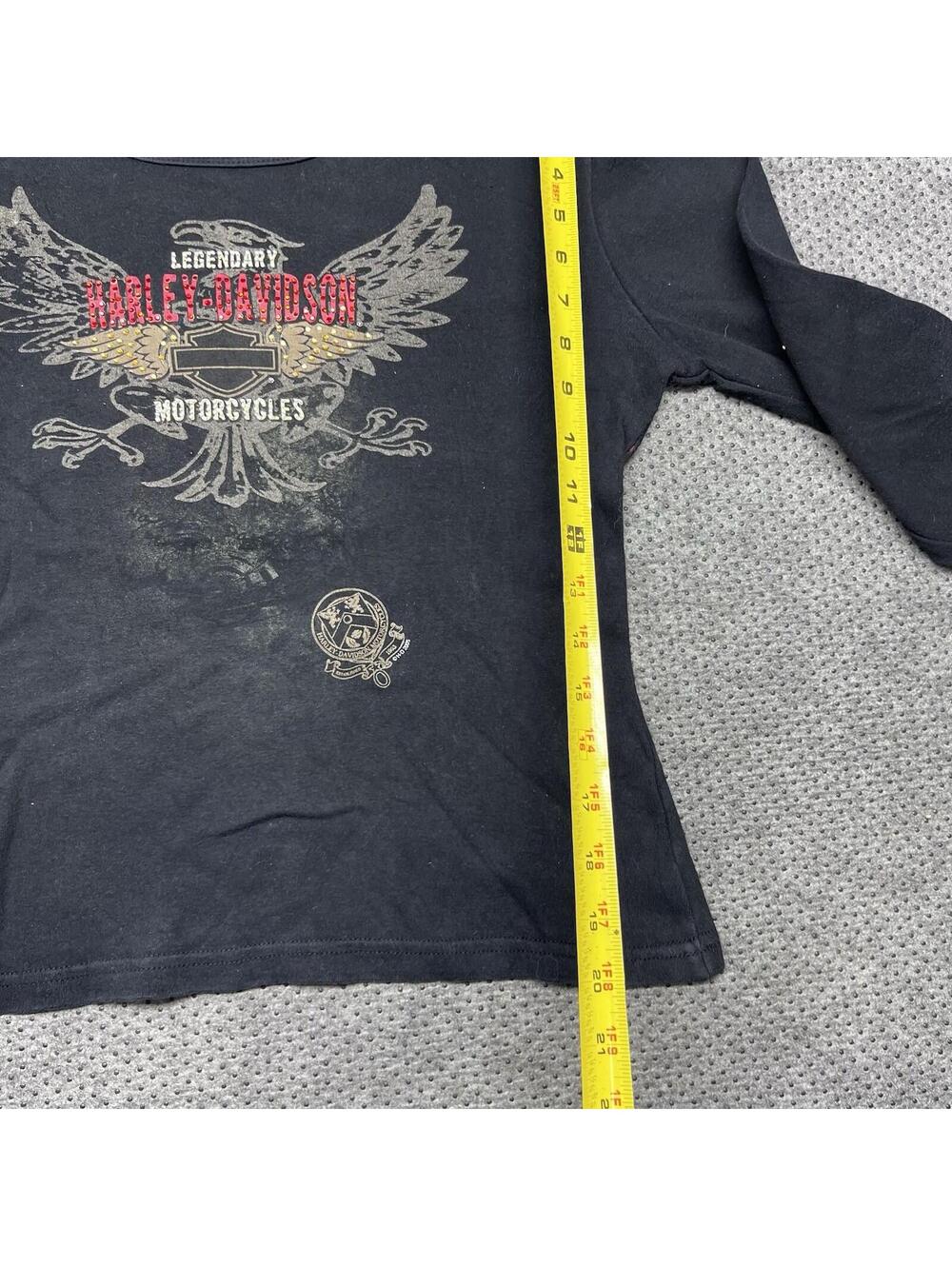 Vintage Y2K Harley Davidson Motorcycle Biker Bald Eagle Long Sleeve Womens Tee L - Picture 5 of 5